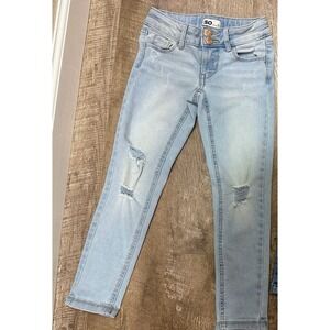 SO Girls Light Wash Distressed Skinny Jeans Double Button Size 6X‎